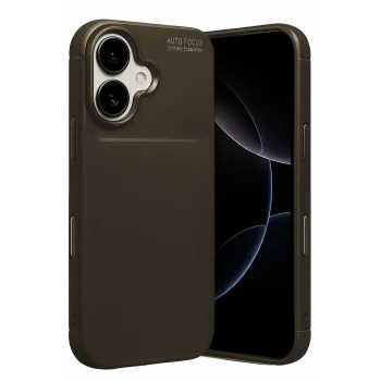 Mey İthalat®   iPhone 17 Auto Focus Karbon Kapak - Kahverengi
