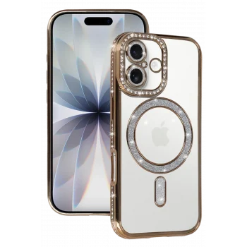 Mey İthalat®   iPhone 17 Joke Simli Magneticsafe Kılıf - Gold