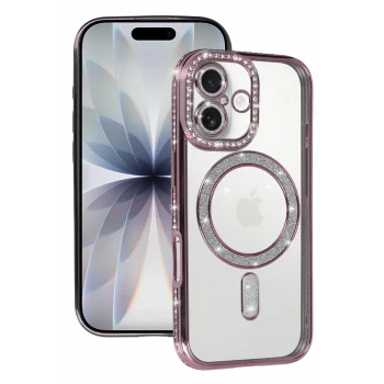 Mey İthalat®   iPhone 17 Joke Simli Magneticsafe Kılıf - Pembe