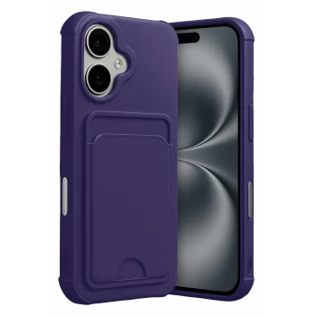 Mey İthalat®   iPhone 17 Kelvin Kartvizitli Silikon - Derin Mor