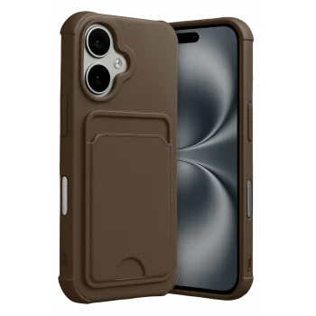 Mey İthalat®   iPhone 17 Kelvin Kartvizitli Silikon - Kahverengi