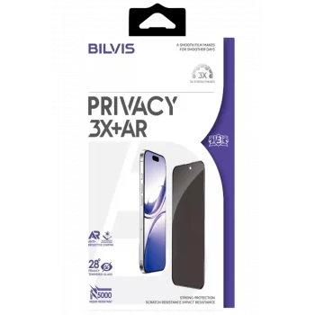 Mey İthalat®   iPhone 17 Pro Bilvis 3X AR Hayalet Cam Ekran Koruyucu - Siyah