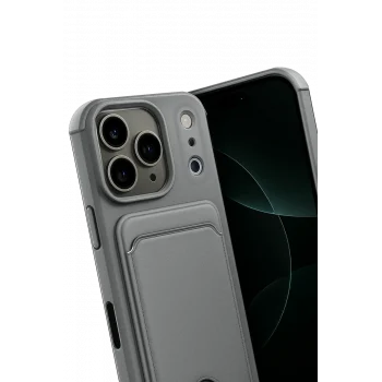 Mey İthalat®   iPhone 17 Pro Kelvin Kartvizitli Silikon - Gri