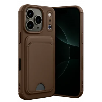 Mey İthalat®   iPhone 17 Pro Kelvin Kartvizitli Silikon - Kahverengi