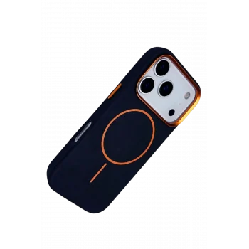 Mey İthalat®   iPhone 17 Pro Luno Deri Magsafe Kapak - Mavi