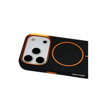 Mey İthalat®   iPhone 17 Pro Luno Deri Magsafe Kapak - Siyah
