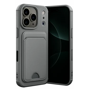Mey İthalat®   iPhone 17 Pro Max Kelvin Kartvizitli Silikon - Gri