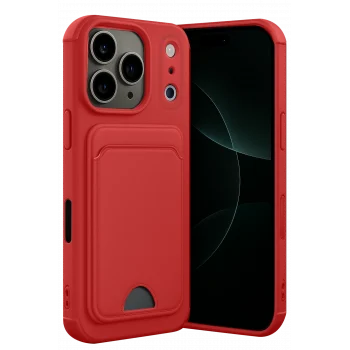 Mey İthalat®   iPhone 17 Pro Max Kelvin Kartvizitli Silikon - Kırmızı