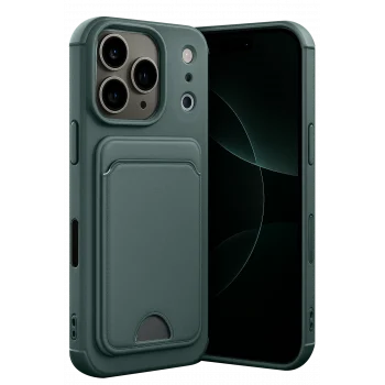 Mey İthalat®   iPhone 17 Pro Max Kelvin Kartvizitli Silikon - Koyu Yeşil