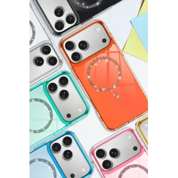 Mey İthalat®   iPhone 17 Pro Max Live Diamond Magsafe Kapak - Pembe