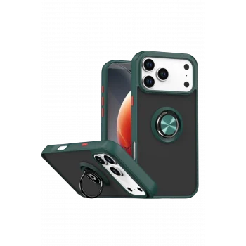 Mey İthalat®   iPhone 17 Pro Max Montreal Yüzüklü Silikon Kapak - Yeşil