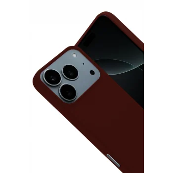 Mey İthalat®   iPhone 17 Pro Nano içi Kadife Silikon - Bordo