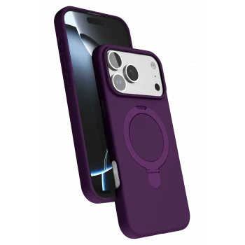 Mey İthalat®   iPhone 17 Pro Regal Magsafe Standlı Kapak - Derin Mor