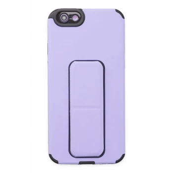 Mey İthalat®   iPhone 6 Kılıf Mega Standlı Silikon - Lila