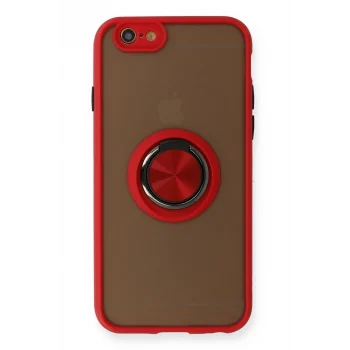 Mey İthalat®   iPhone 6 Kılıf Montreal Yüzüklü Silikon Kapak - Kırmızı
