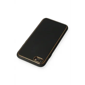 Mey İthalat®   iPhone 7 Kılıf Coco Deri Silikon Kapak - Siyah