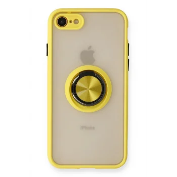 Mey İthalat®   iPhone 7 Kılıf Montreal Yüzüklü Silikon Kapak - Sarı
