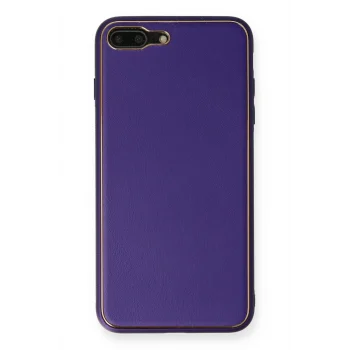 Mey İthalat®   iPhone 7 Plus Kılıf Coco Deri Silikon Kapak - Mor