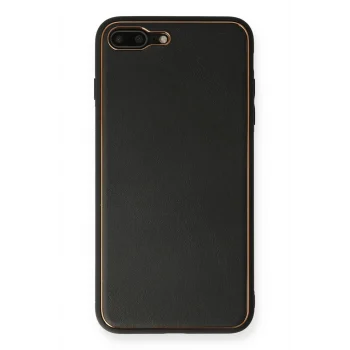 Mey İthalat®   iPhone 7 Plus Kılıf Coco Deri Silikon Kapak - Siyah