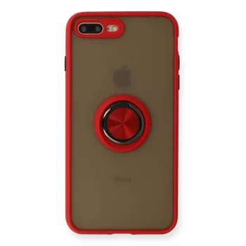 Mey İthalat®   iPhone 7 Plus Kılıf Montreal Yüzüklü Silikon Kapak - Kırmızı