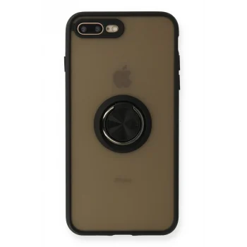 Mey İthalat®   iPhone 7 Plus Kılıf Montreal Yüzüklü Silikon Kapak - Siyah