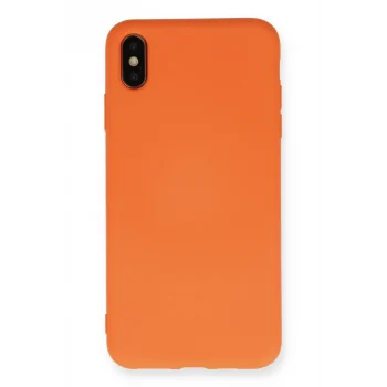 Mey İthalat®   iPhone X Kılıf Nano içi Kadife Silikon - Turuncu