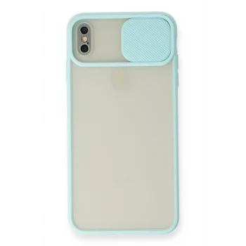 Mey İthalat®   iPhone X Kılıf Palm Buzlu Kamera Sürgülü Silikon - Turkuaz