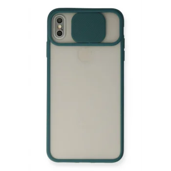 Mey İthalat®   iPhone X Kılıf Palm Buzlu Kamera Sürgülü Silikon - Yeşil