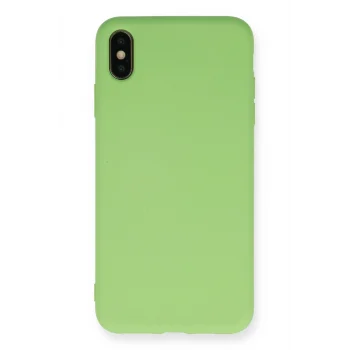 Mey İthalat®   iPhone XS Max Kılıf Nano içi Kadife Silikon - Açık Yeşil