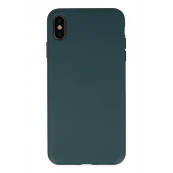 Mey İthalat®   iPhone XS Max Kılıf Nano içi Kadife Silikon - Koyu Yeşil