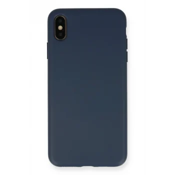Mey İthalat®   iPhone XS Max Kılıf Nano içi Kadife Silikon - Lacivert
