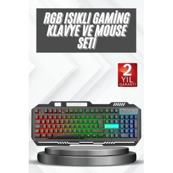 Mey İthalat® Işıklı  Q Klavye Mouse Seti Siyah Gaming  Klavye