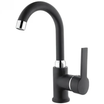 Mey İthalat® İtimat İdea Siyah 563KCB Kuğu Lavabo Bataryası
