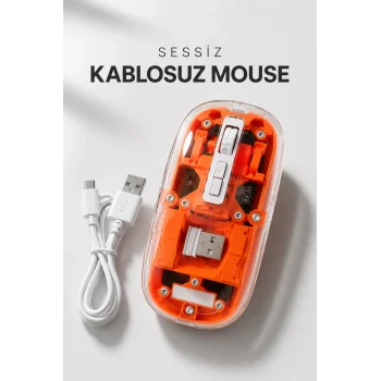 Mey İthalat® Kablosuz Mouse Fare 5.0 Bluetooth Bağlantılı USB Girişli