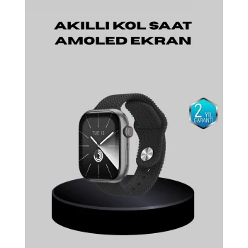 Mey İthalat® Kablosuz Şarjlı Akıllı Saat Bluetooth Arama Bildirim Destekli Uzun Pil Ömürlü