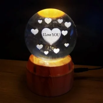 Mey İthalat® Kalpli I Love You Tasarımlı Dönen Cam Küre