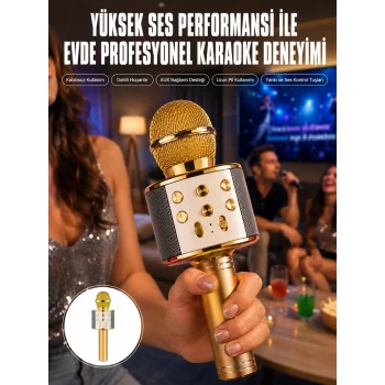 Mey İthalat® Karaoke Mikrofon Dahili Hoparlörlü Sd-usb-aux Girişli Bluetooth Hoparlör