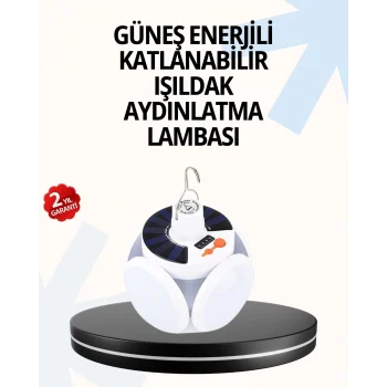 Mey İthalat® Katlanabilir 5 Kanatlı Solar LED Bahçe ve Kamp Lambası