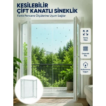 Mey İthalat® Kesilebilir Çift Kanatlı Pencere Sinekliği Dayanıklı File