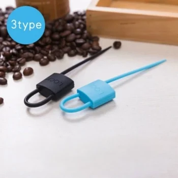 Mey İthalat® Kilit Şeklinde Silikon Kablo ve Poşet Bağlama Aparatı (3lü Set)