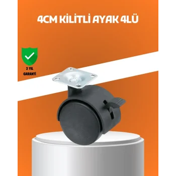Mey İthalat® Kilitli Mini Tekerlek Ayak 4 cm 4’lü Set