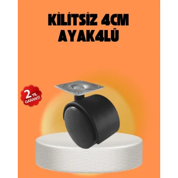 Mey İthalat® Kilitsiz 4 cm Tekerlek Ayak 4’lü Set Sessiz ve Dayanıklı