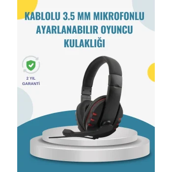 Mey İthalat® Kırmızı Kulaklık Stereo Mikrofonlu Dayanıklı Örgü Kablolu