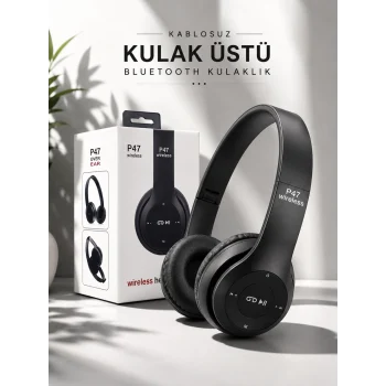 Mey İthalat® Kulak Üstü TF Kart ve AUX Destekli Ergonomik Bluetooth Kulaklık