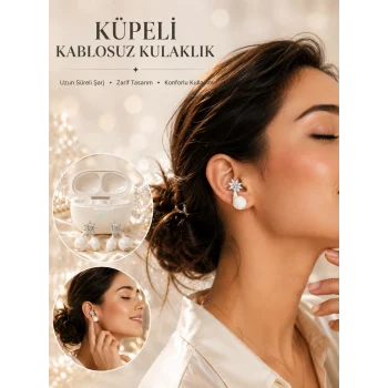 Mey İthalat® Küpeli Kablosuz Bluetooth Kulaklık Uzun Süreli Şarj Özellikli