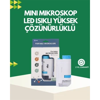 Mey İthalat® LED Aydınlatmalı 80–200 Kat Büyütmeli Cep Mikroskop