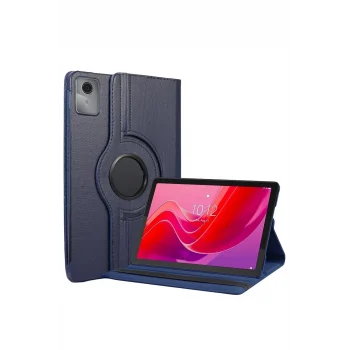 Mey İthalat®  Lenovo Tab M11 TB330FU 360 Tablet Deri Kılıf - Lacivert