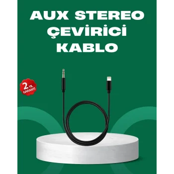 Mey İthalat® Lightning to 3.5mm Aux Ses Dönüştürücü Kablo 1 Metre Stereo Uyumlu