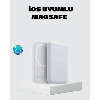 Mey İthalat® MagSafe 15W Kablosuz Hızlı Şarj, Lightning Girişli Taşınabilir Batarya