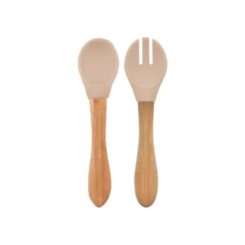 Mey İthalat®   Mama Kaşığı ve Çatal Seti Bubble Beige